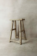 Vintage Rustic Elm Wood Stool - Medium - No 35