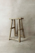 Vintage Rustic Elm Wood Stool - Medium - No 35