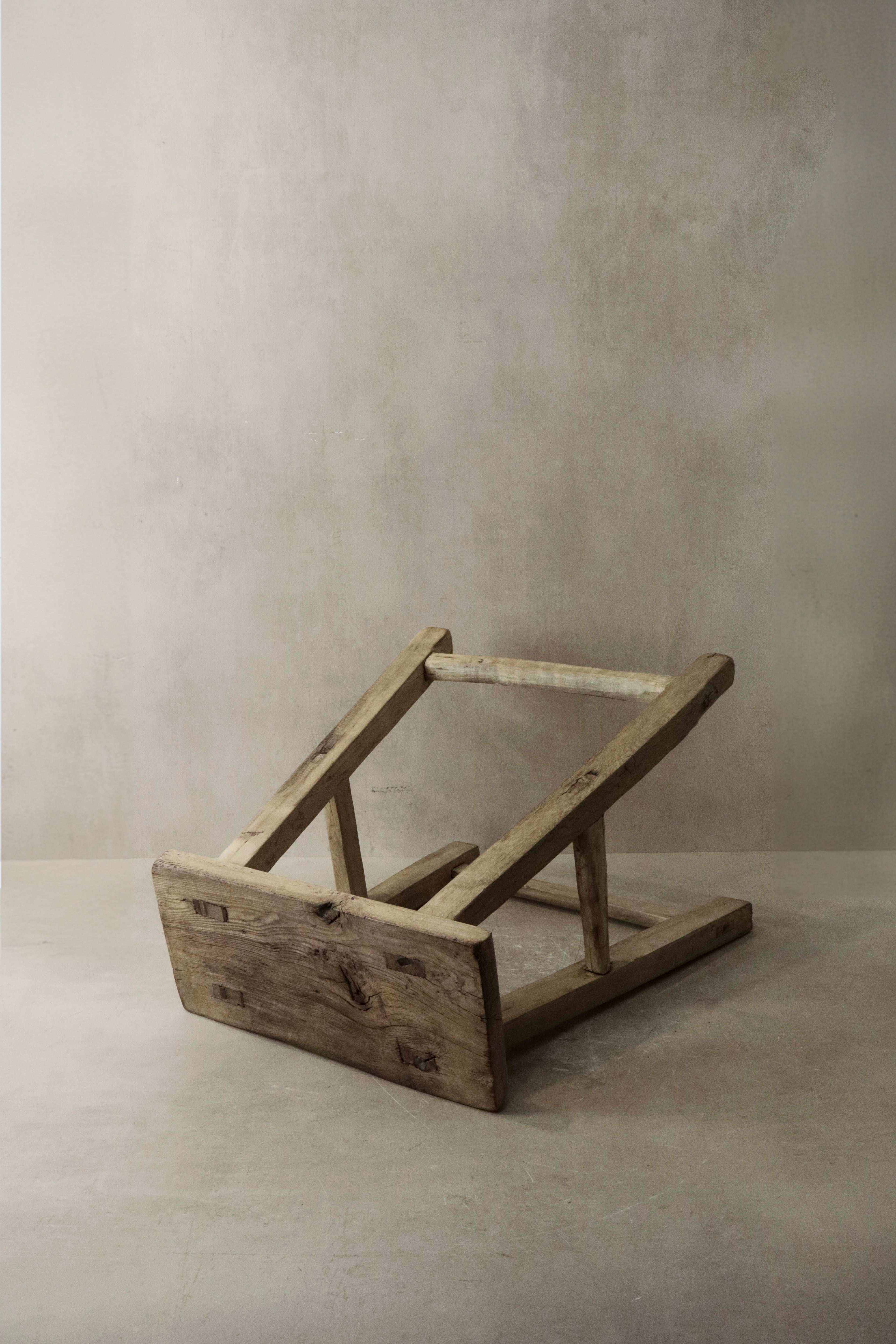 Vintage Rustic Elm Wood Stool - Medium - No 5