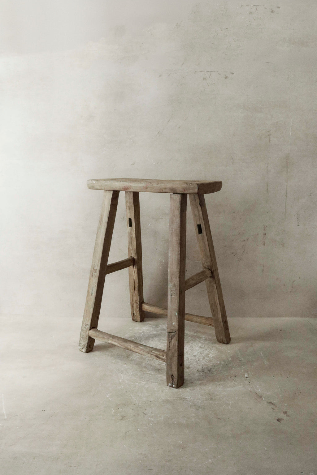 Vintage Rustic Elm Wood Stool - Medium - No 34