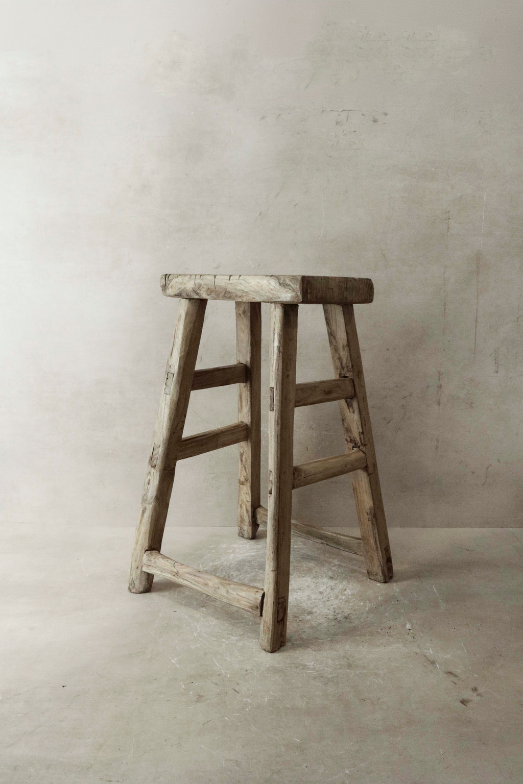 Vintage Rustic Elm Wood Stool - Medium - No 33
