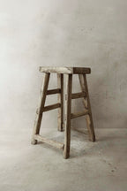 Vintage Rustic Elm Wood Stool - Medium - No 33