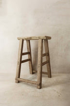 Vintage Rustic Elm Wood Stool - Medium - No 41