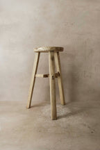 Vintage Rustic Elm Wood Stool - Round - No 37