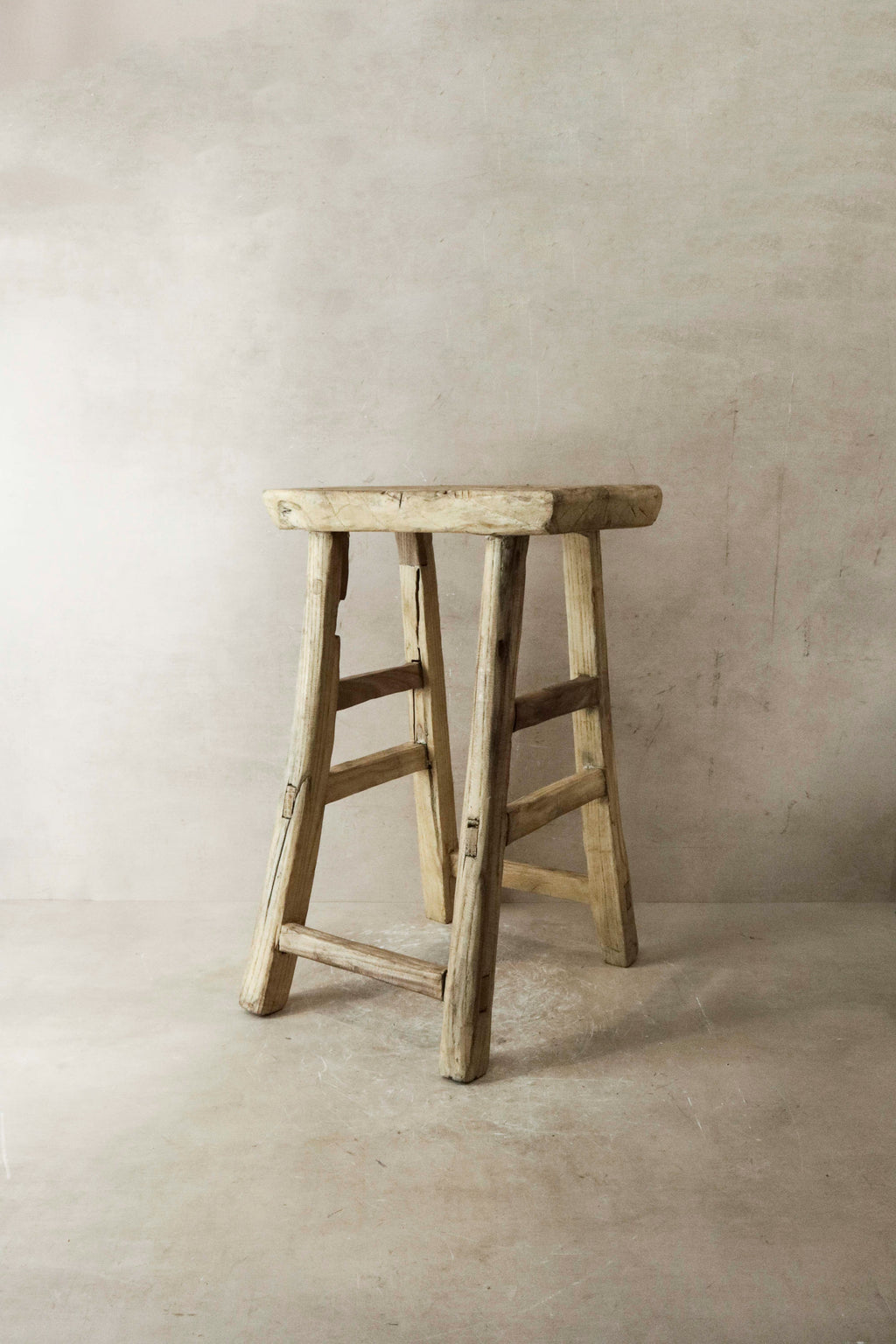 Vintage Rustic Elm Wood Stool - Medium - No 20