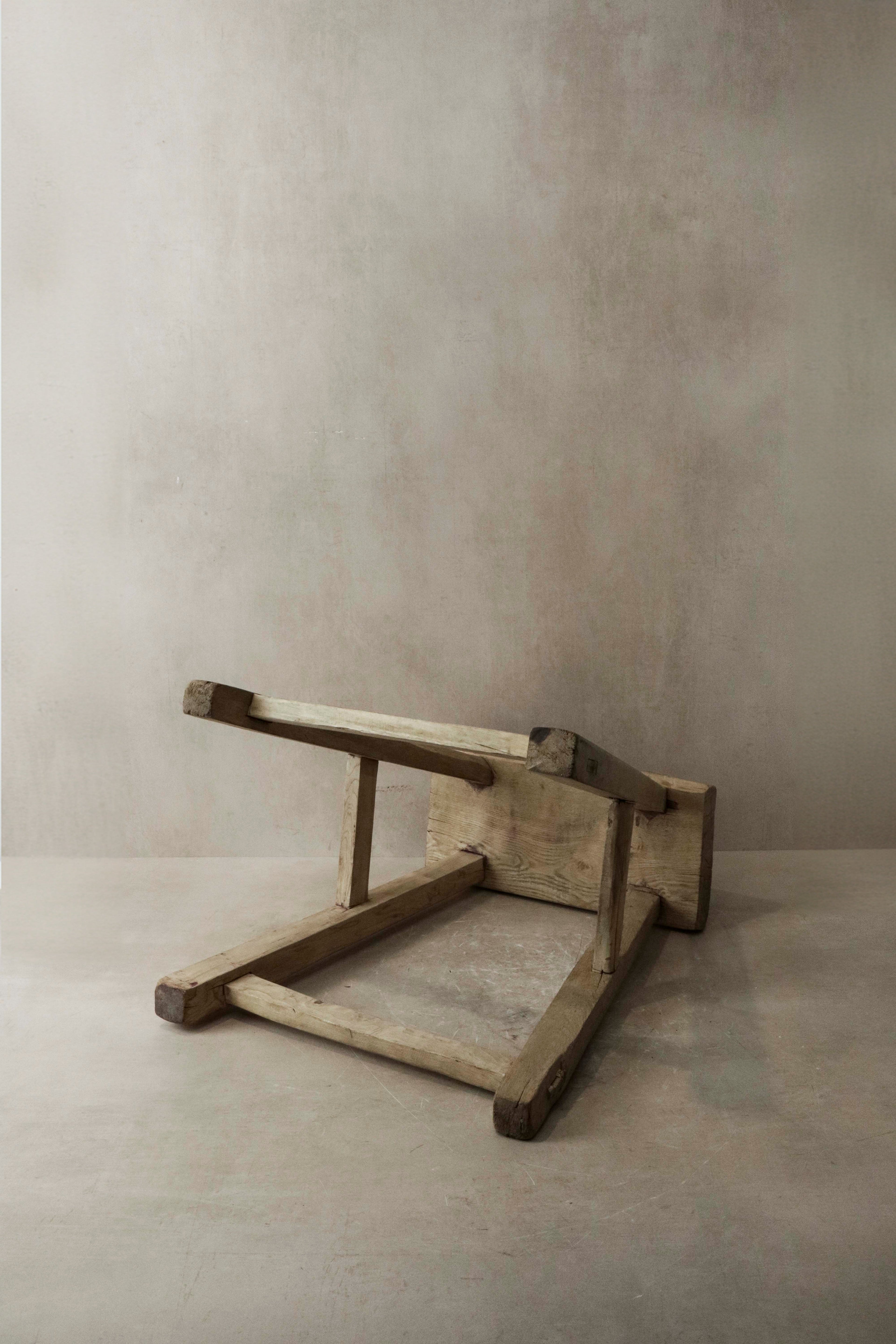 Vintage Rustic Elm Wood Stool - Medium - No 5