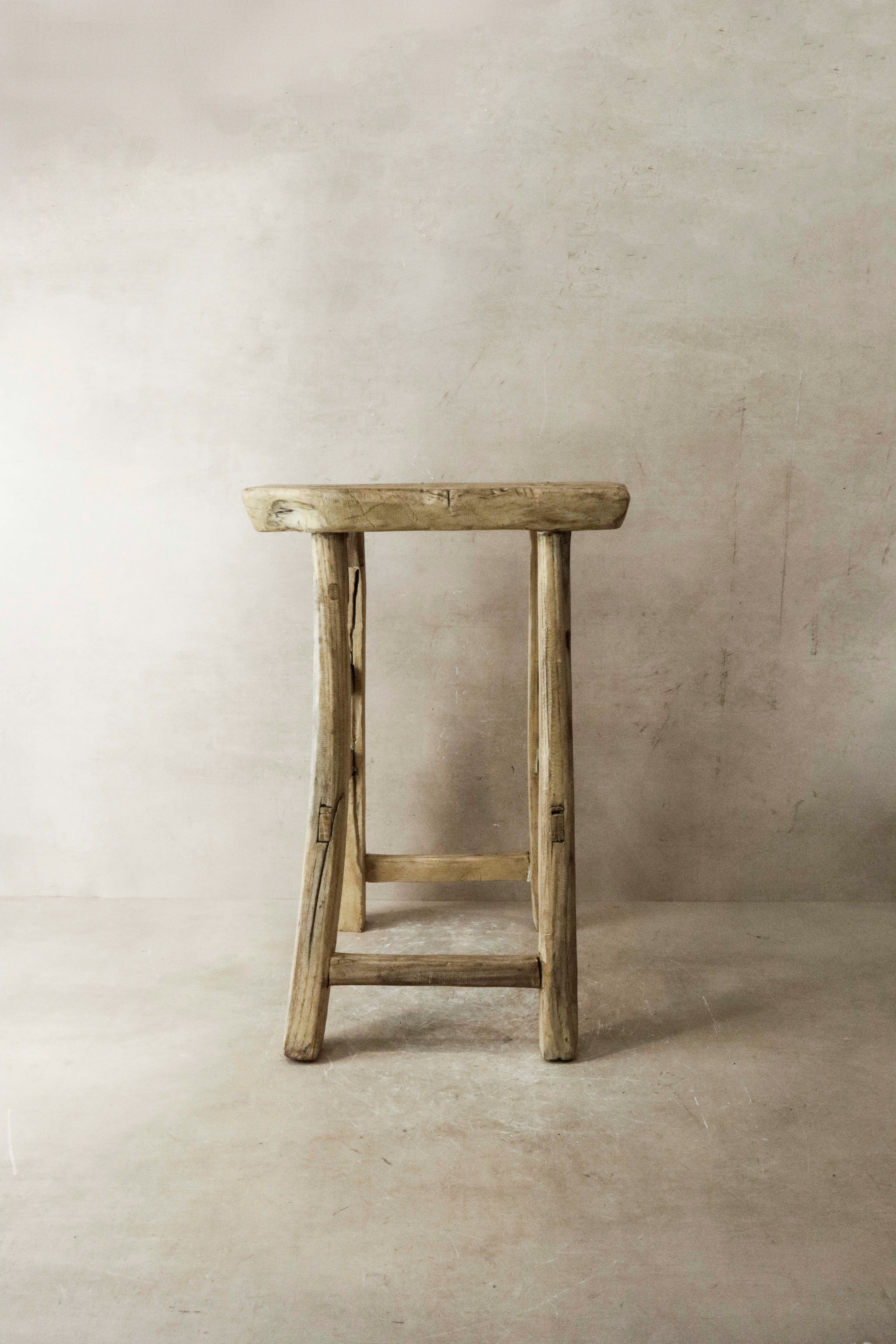 Vintage Rustic Elm Wood Stool - Medium - No 20