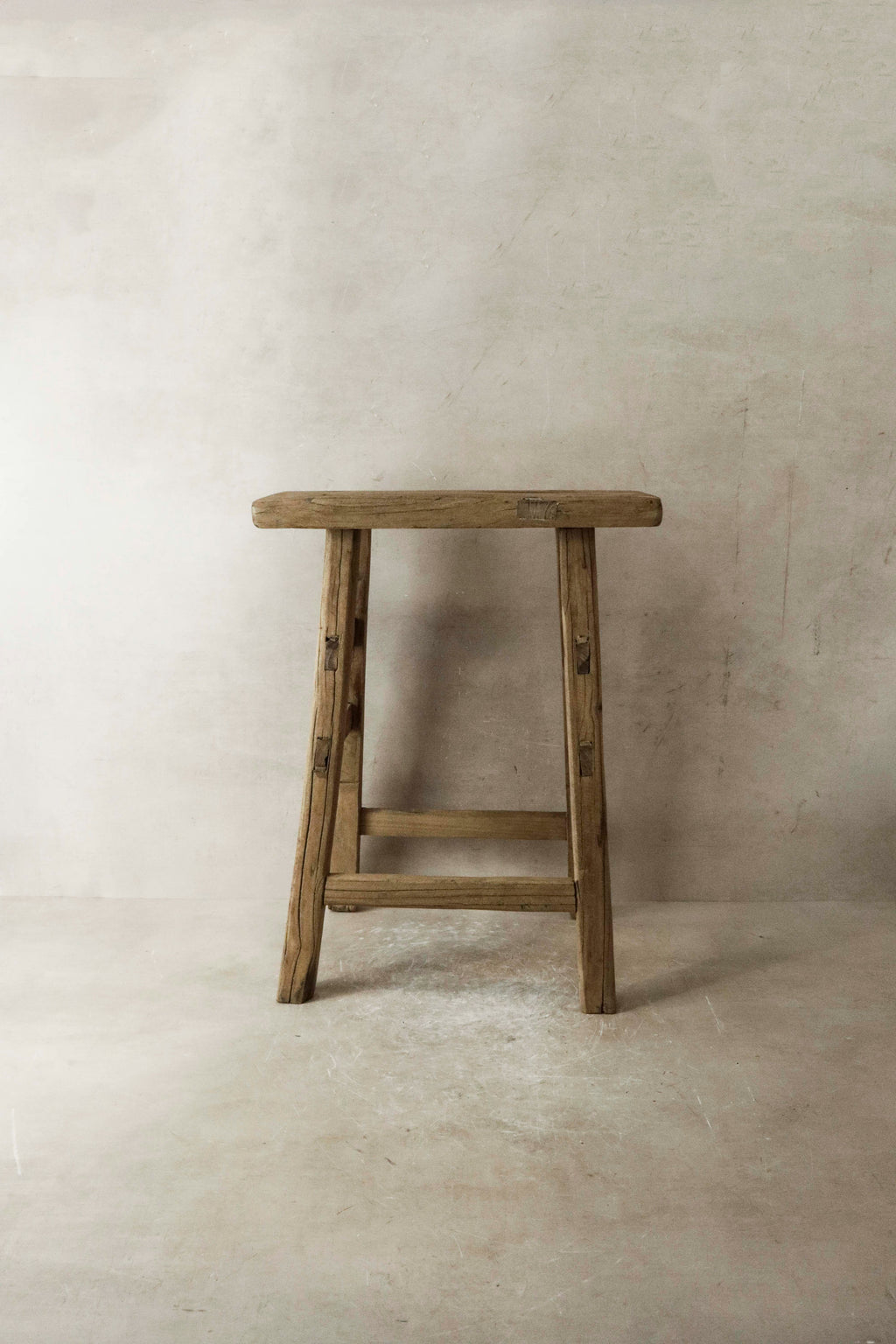 Vintage Rustic Elm Wood Stool - Medium - No 18