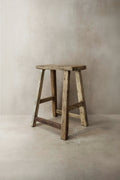 Vintage Rustic Elm Wood Stool - Medium - No 7