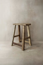 Vintage Rustic Elm Wood Stool - Medium - No 7