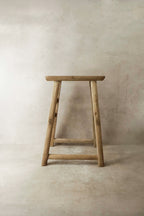 Vintage Rustic Elm Wood Stool - Medium - No 19