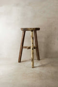 Vintage Rustic Elm Wood Stool - Round - No 23