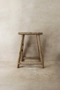 Vintage Rustic Elm Wood Stool - Medium - No 44