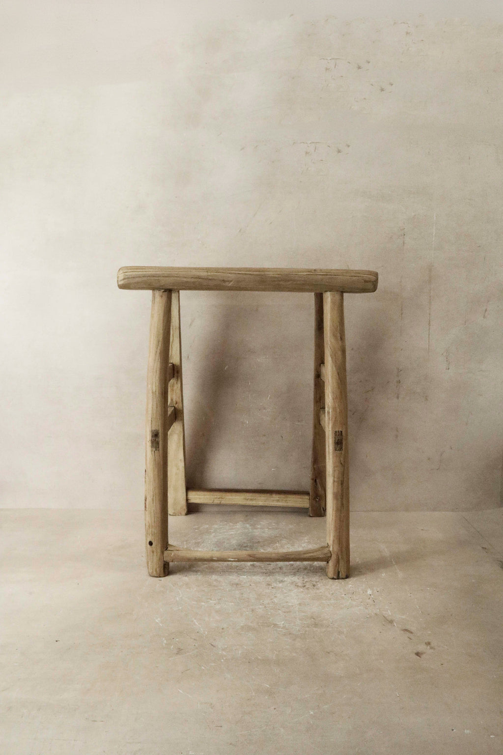 Vintage Rustic Elm Wood Stool - Medium - No 43