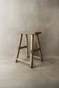 Vintage Rustic Elm Wood Stool - Medium - No 6