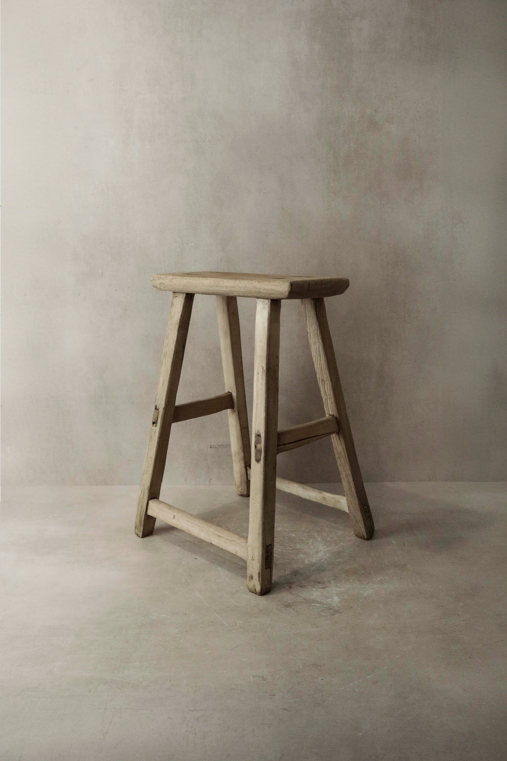 Vintage Rustic Elm Wood Stool - Medium - No 6