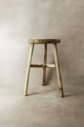 Vintage Rustic Elm Wood Stool - Round - No 22