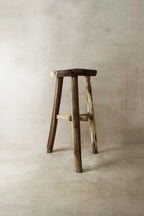 Vintage Rustic Elm Wood Stool - Round - No 23