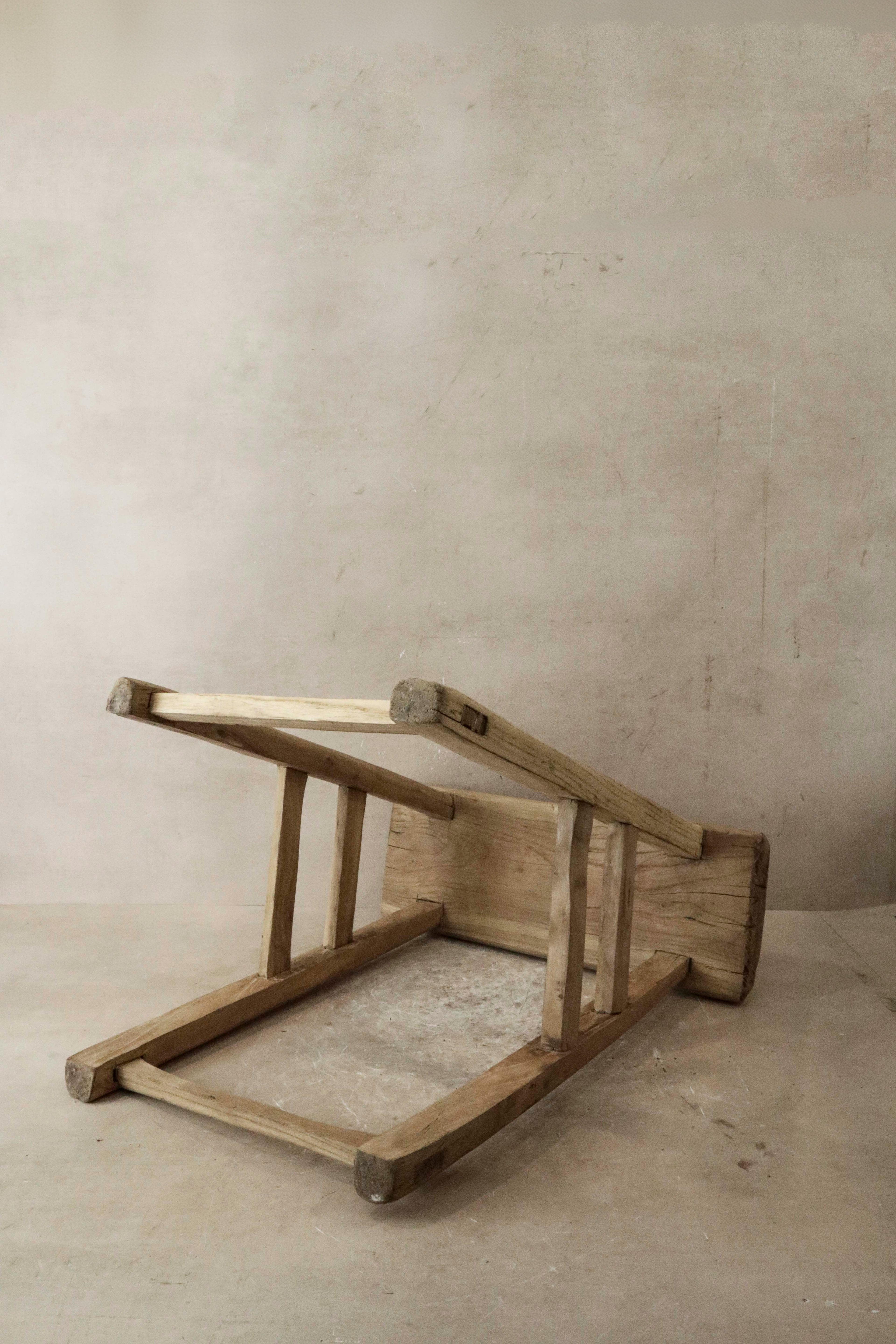 Vintage Rustic Elm Wood Stool - Medium - No 43