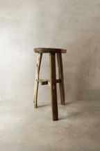 Vintage Rustic Elm Wood Stool - Round - No 23