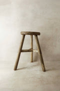 Vintage Rustic Elm Wood Stool - Round - No 24