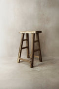 Vintage Rustic Elm Wood Stool - Medium - No 8
