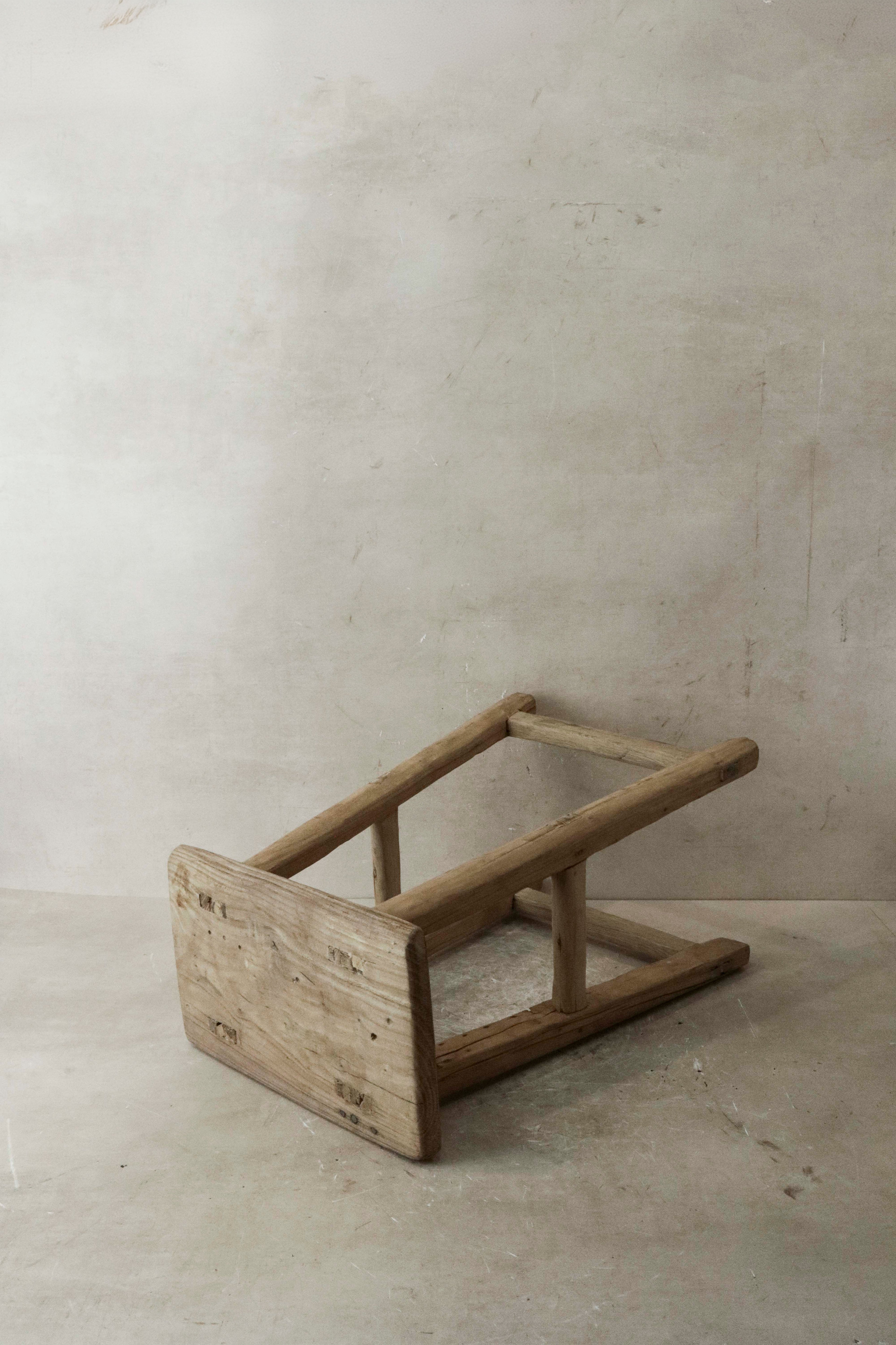 Vintage Rustic Elm Wood Stool - Medium - No 36