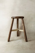 Vintage Rustic Elm Wood Stool - Round - No 28