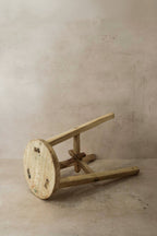 Vintage Rustic Elm Wood Stool - Round - No 37