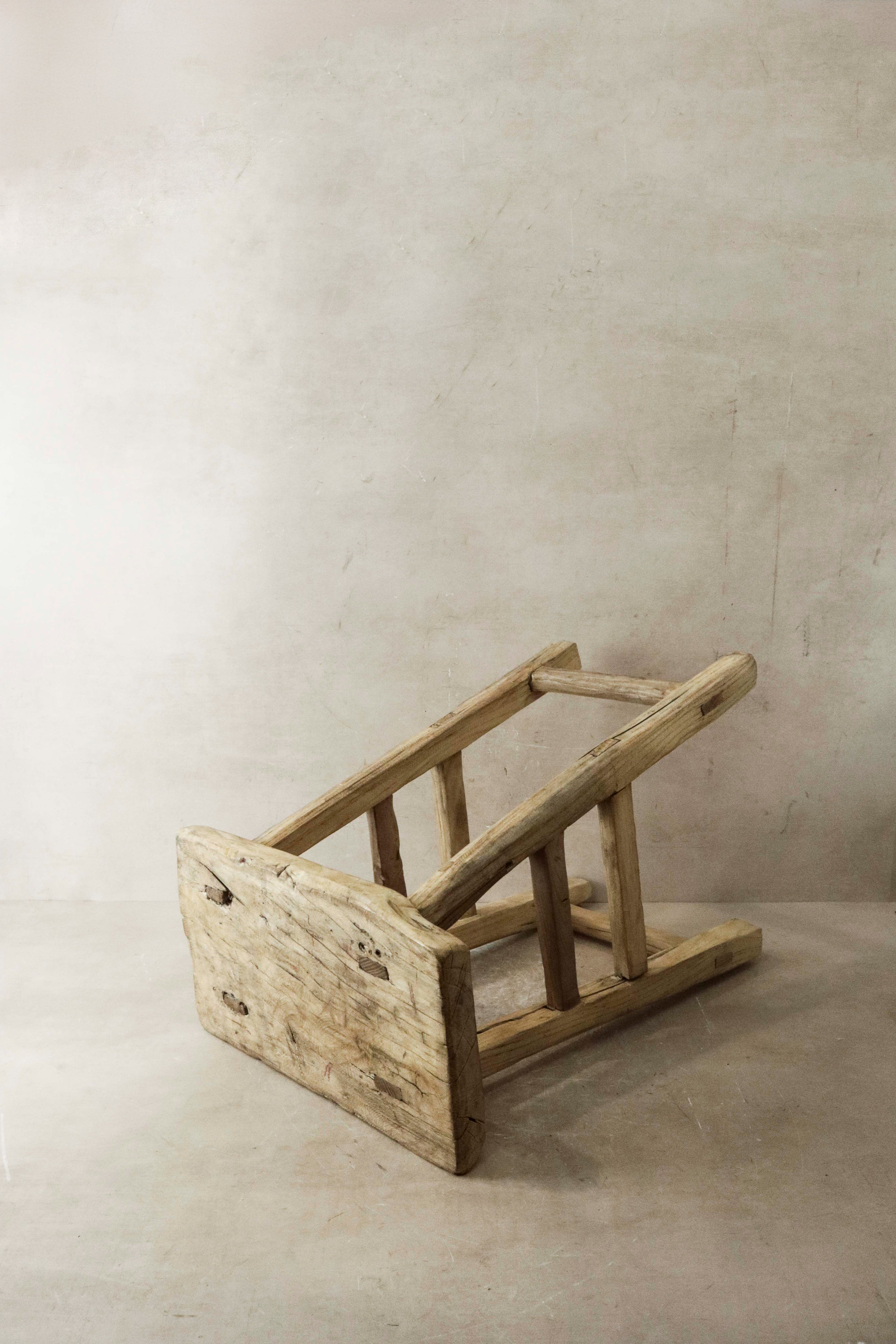 Vintage Rustic Elm Wood Stool - Medium - No 20