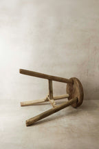 Vintage Rustic Elm Wood Stool - Round - No 24