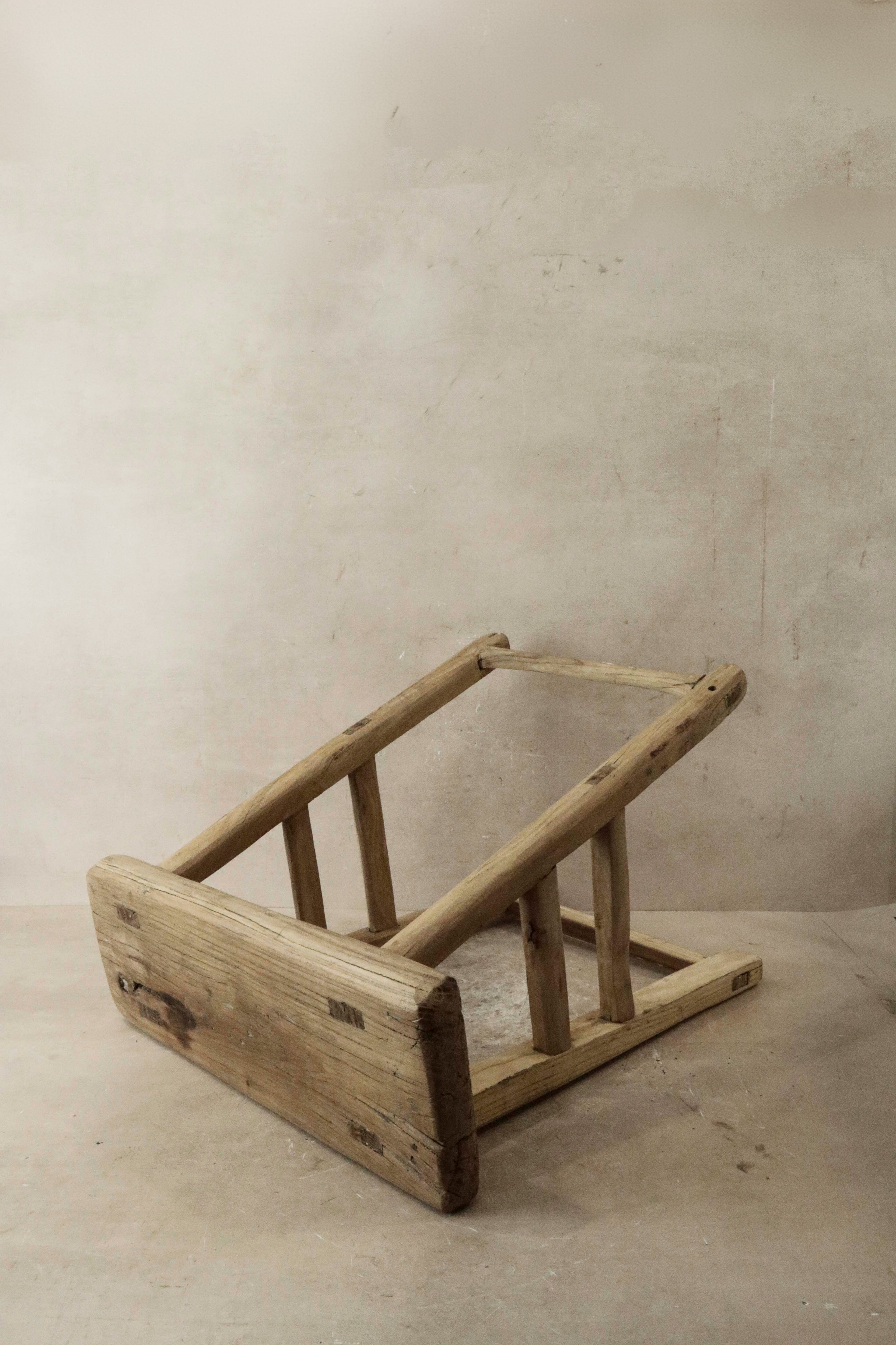 Vintage Rustic Elm Wood Stool - Medium - No 42