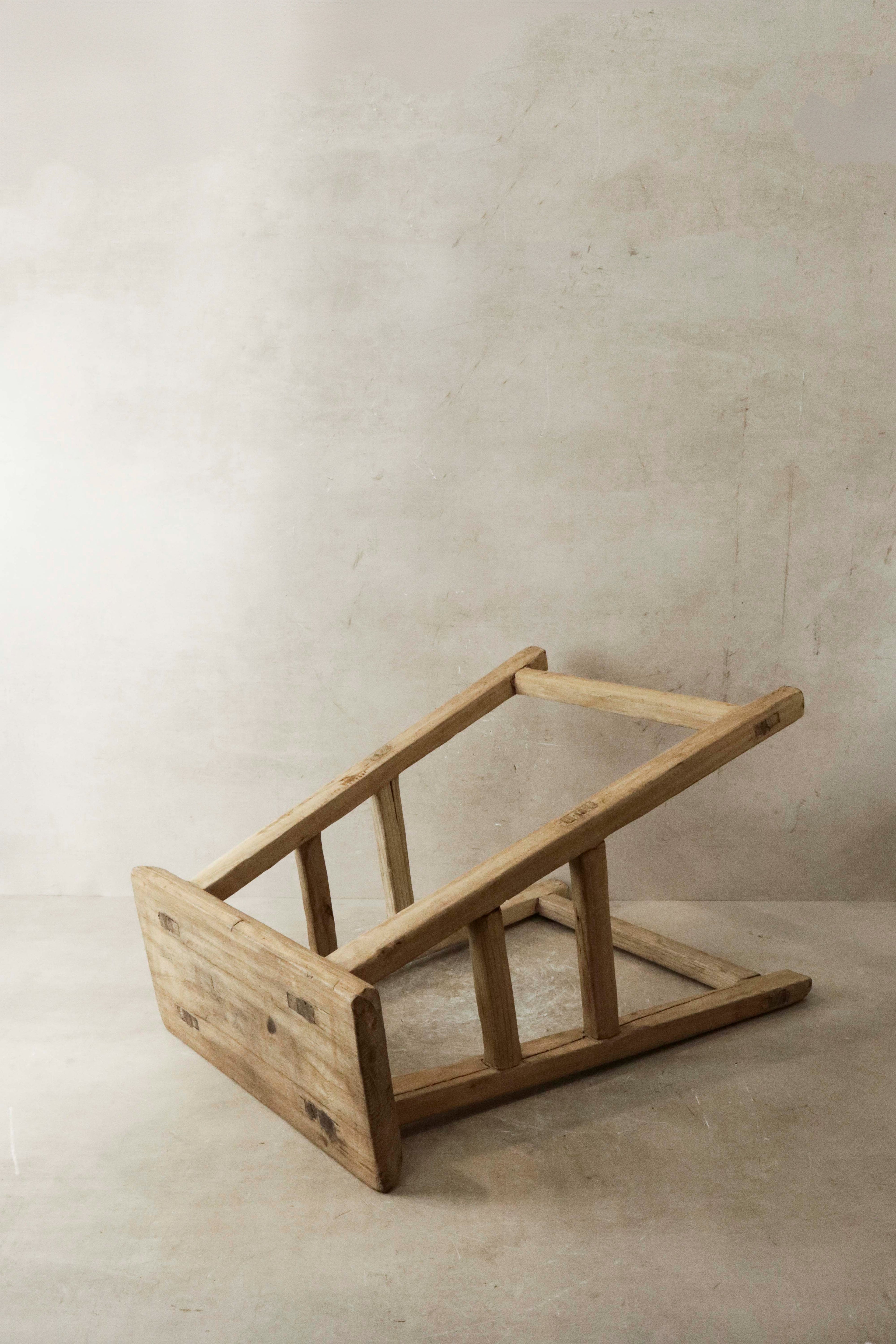 Vintage Rustic Elm Wood Stool - Medium - No 19