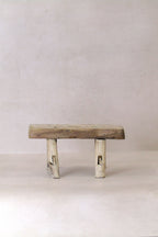 Vintage Rustic Elm Wood Stool - Small - No 25