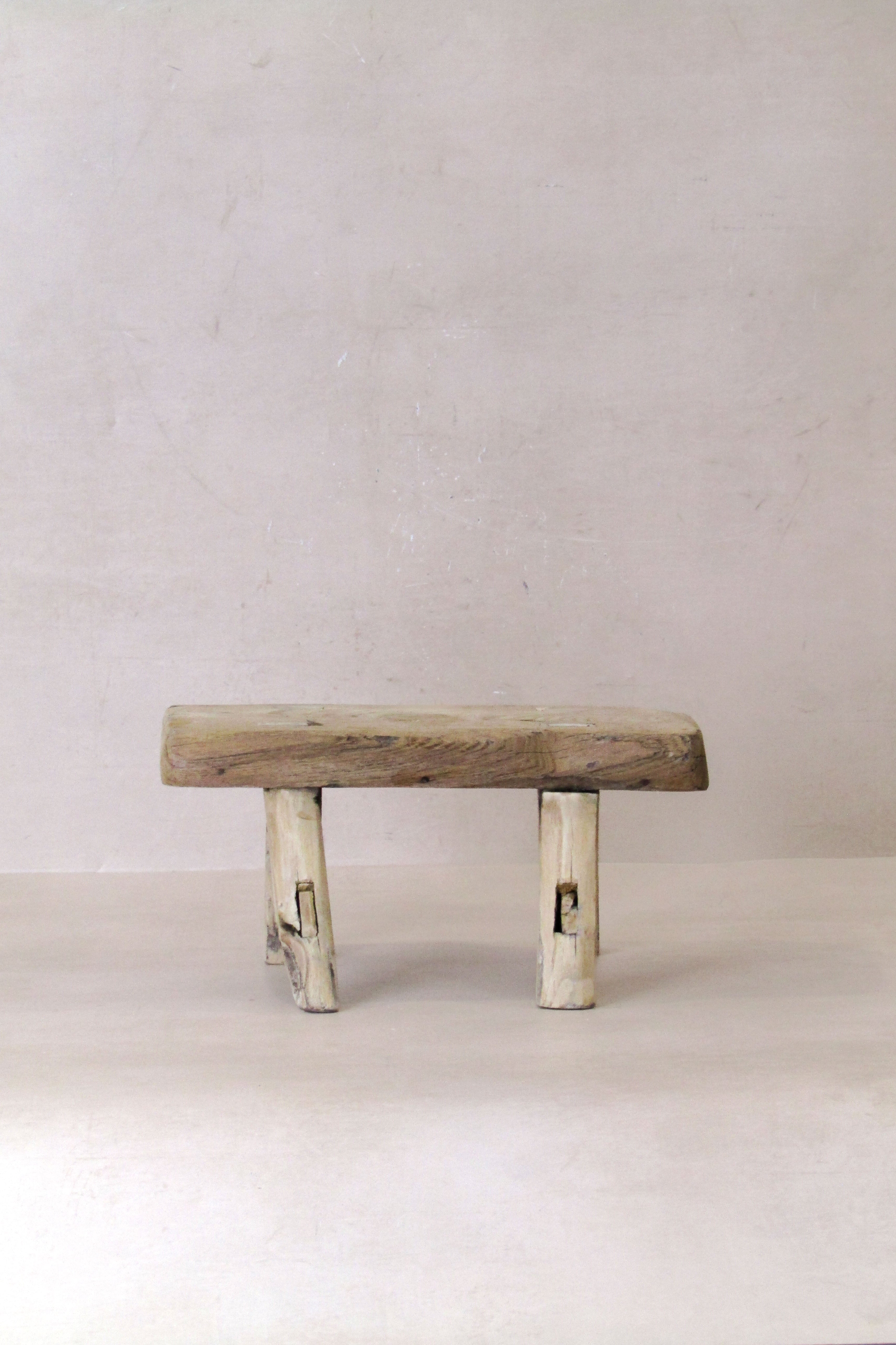 Vintage Rustic Elm Wood Stool - Small - No 25