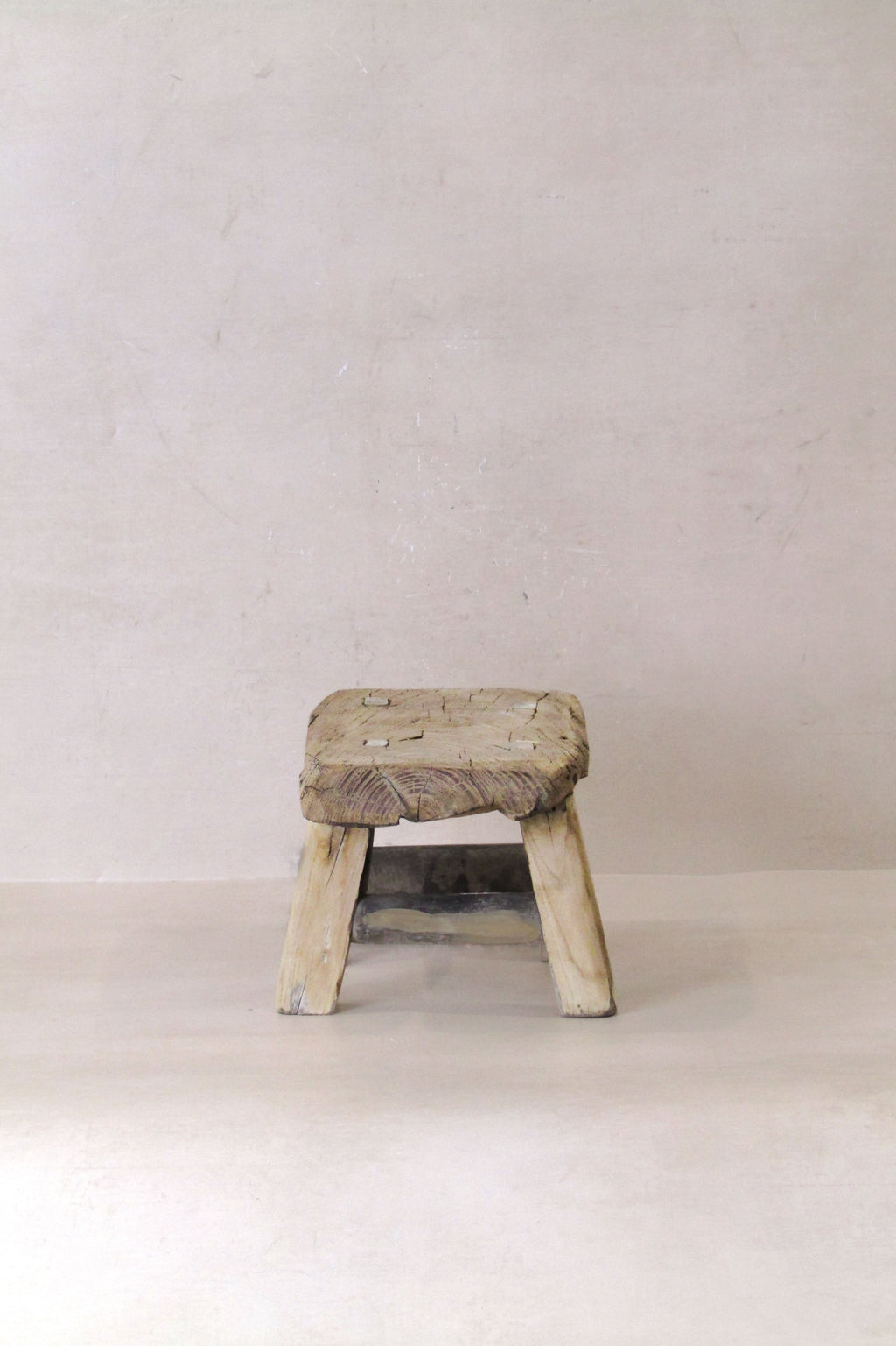 Vintage Rustic Elm Wood Stool - Small - No 25