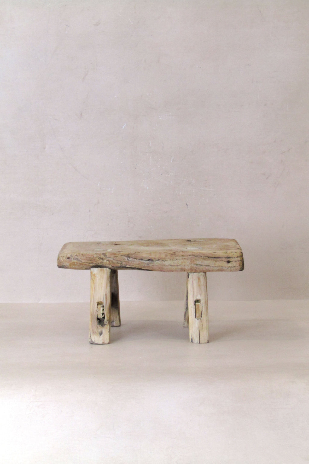 Vintage Rustic Elm Wood Stool - Small - No 25