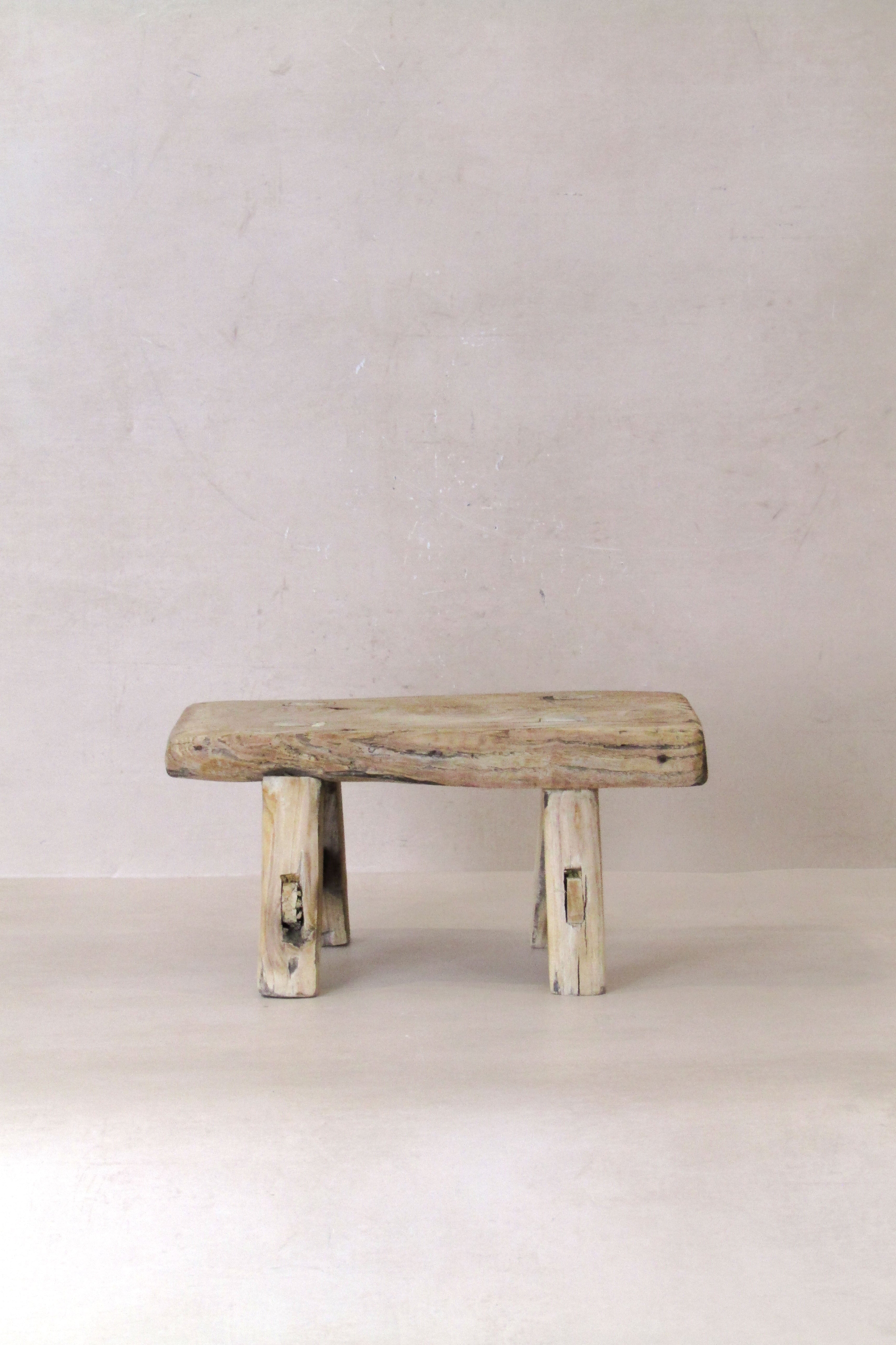 Vintage Rustic Elm Wood Stool - Small - No 25