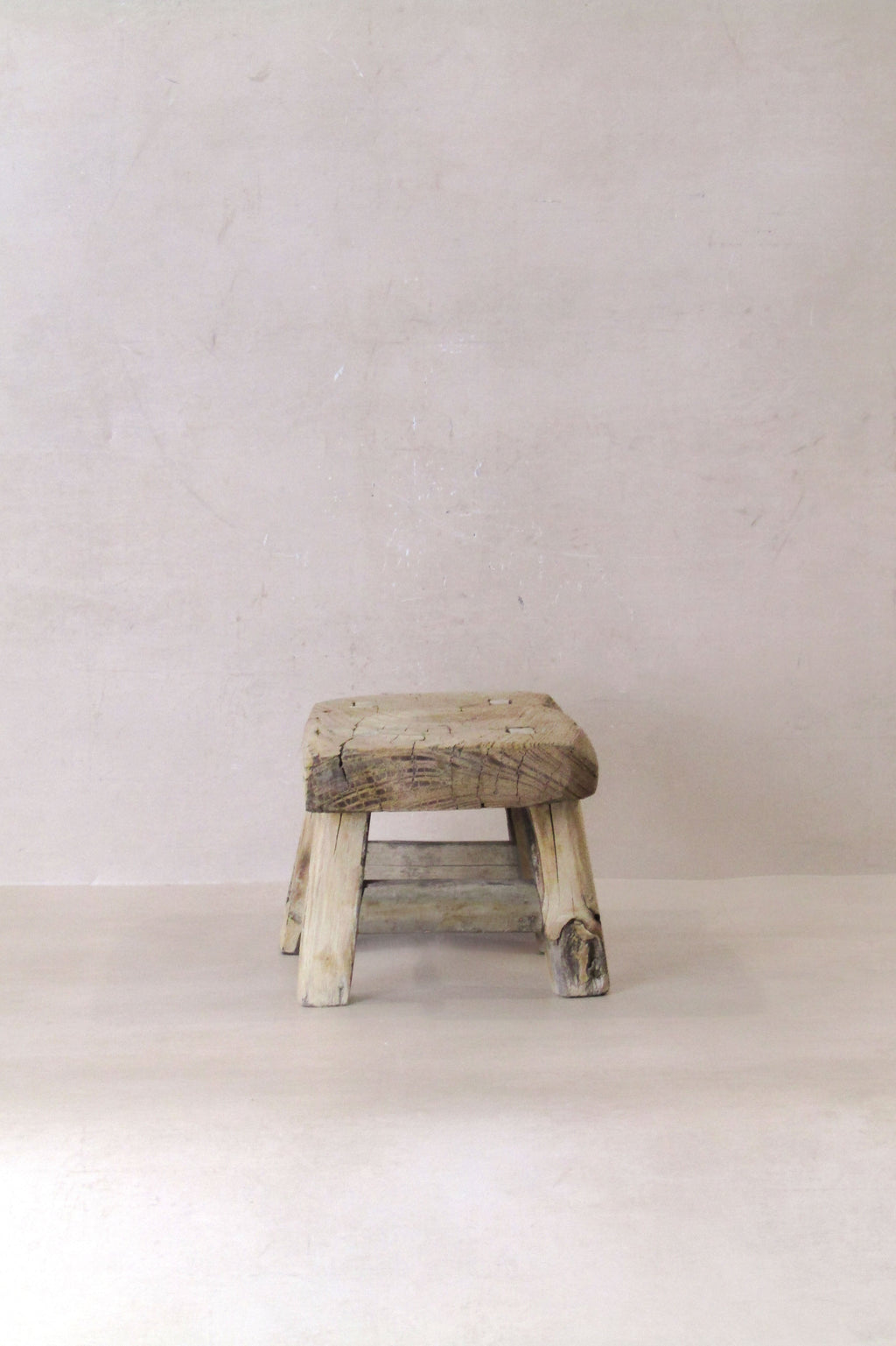 Vintage Rustic Elm Wood Stool - Small - No 25