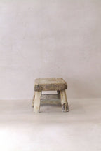 Vintage Rustic Elm Wood Stool - Small - No 25