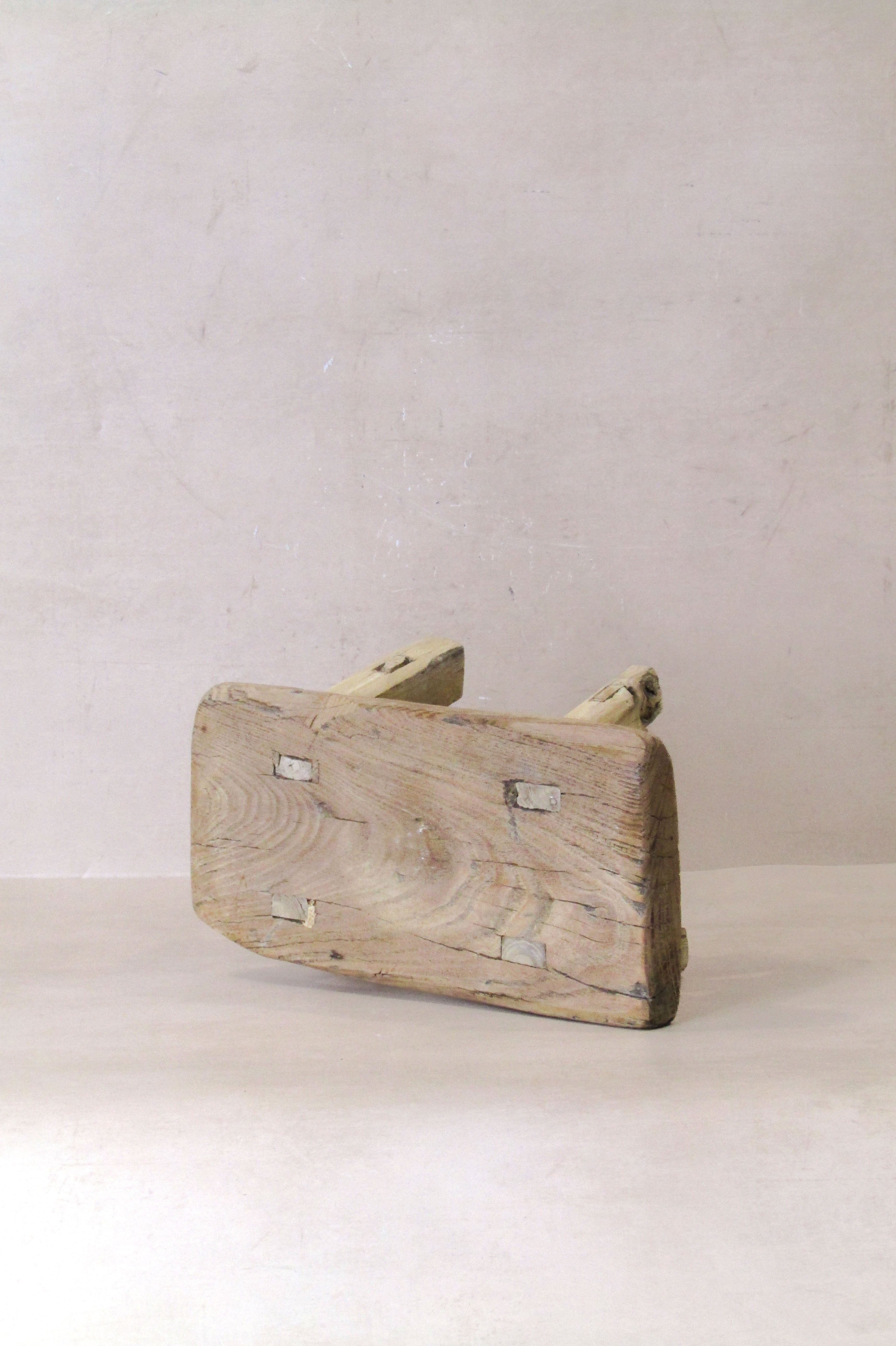 Vintage Rustic Elm Wood Stool - Small - No 25