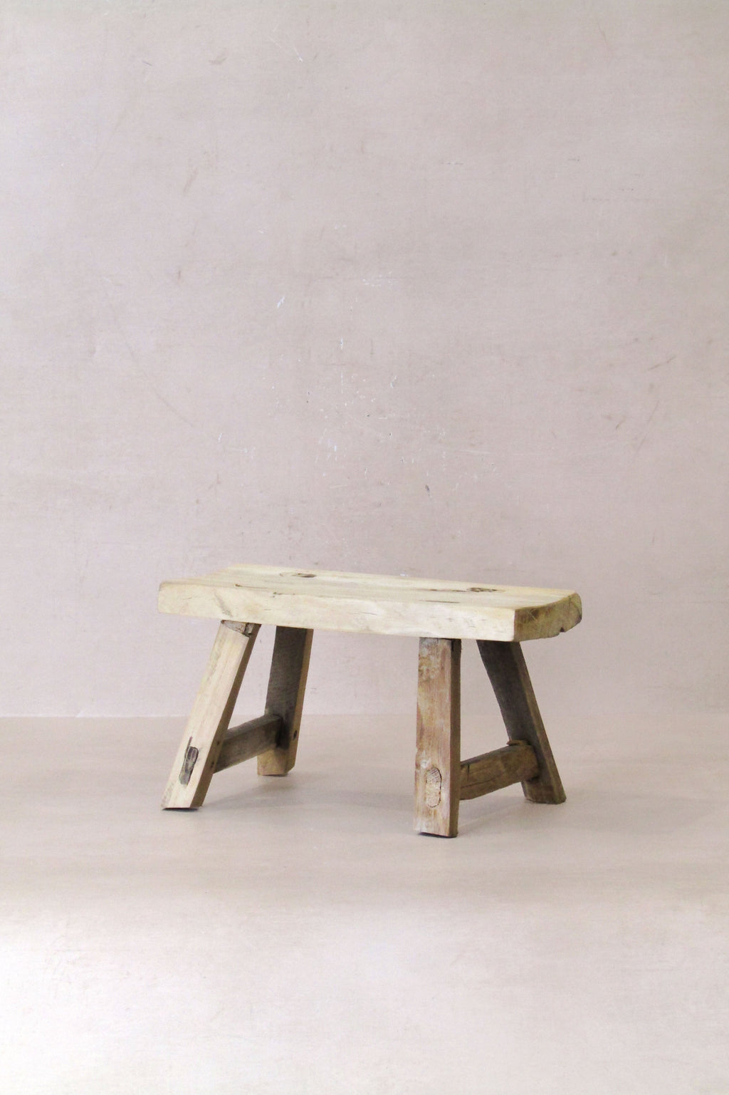 Vintage Rustic Elm Wood Stool - Small - No 26