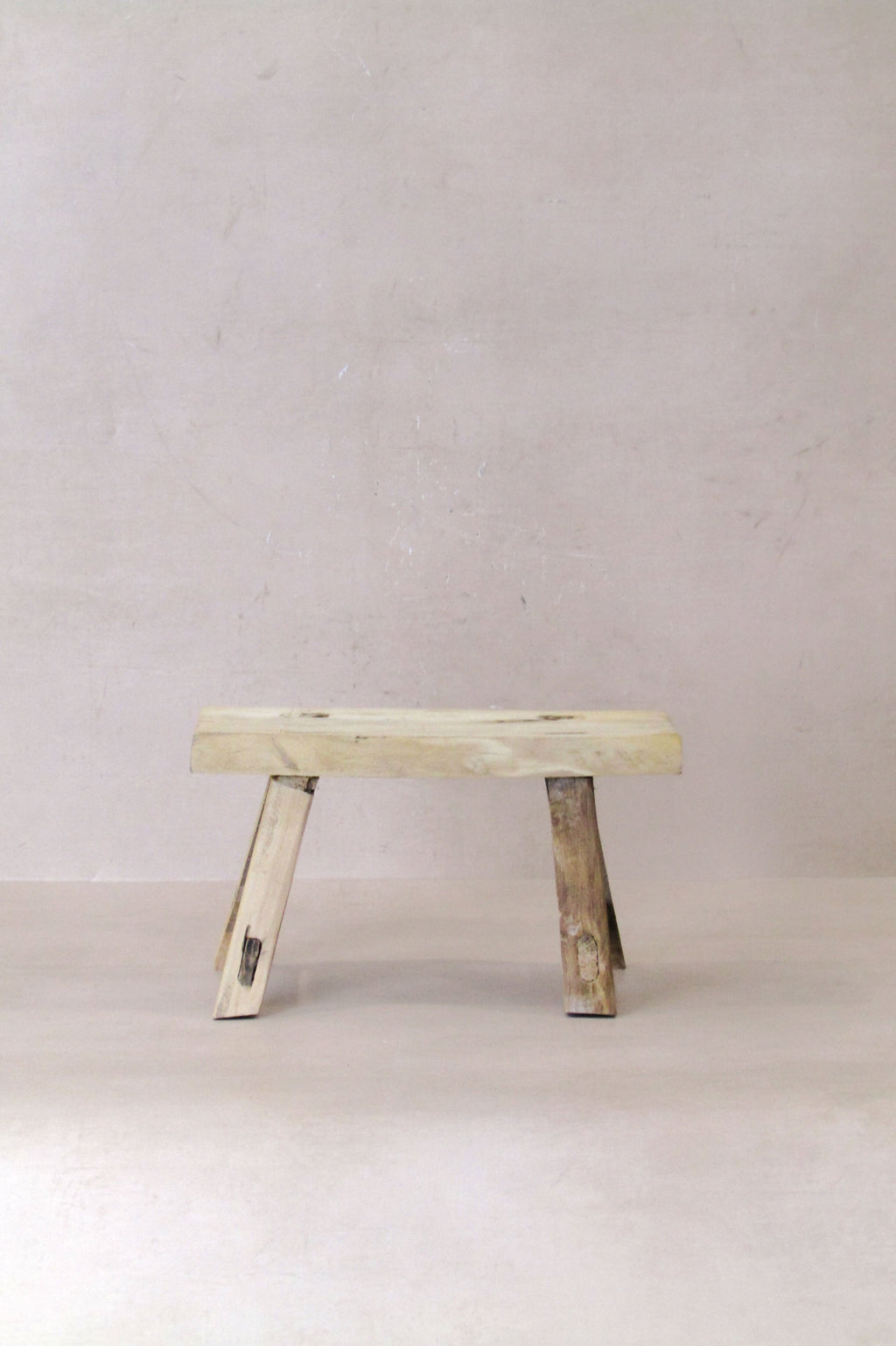 Vintage Rustic Elm Wood Stool - Small - No 26