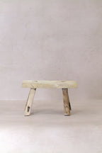Vintage Rustic Elm Wood Stool - Small - No 26