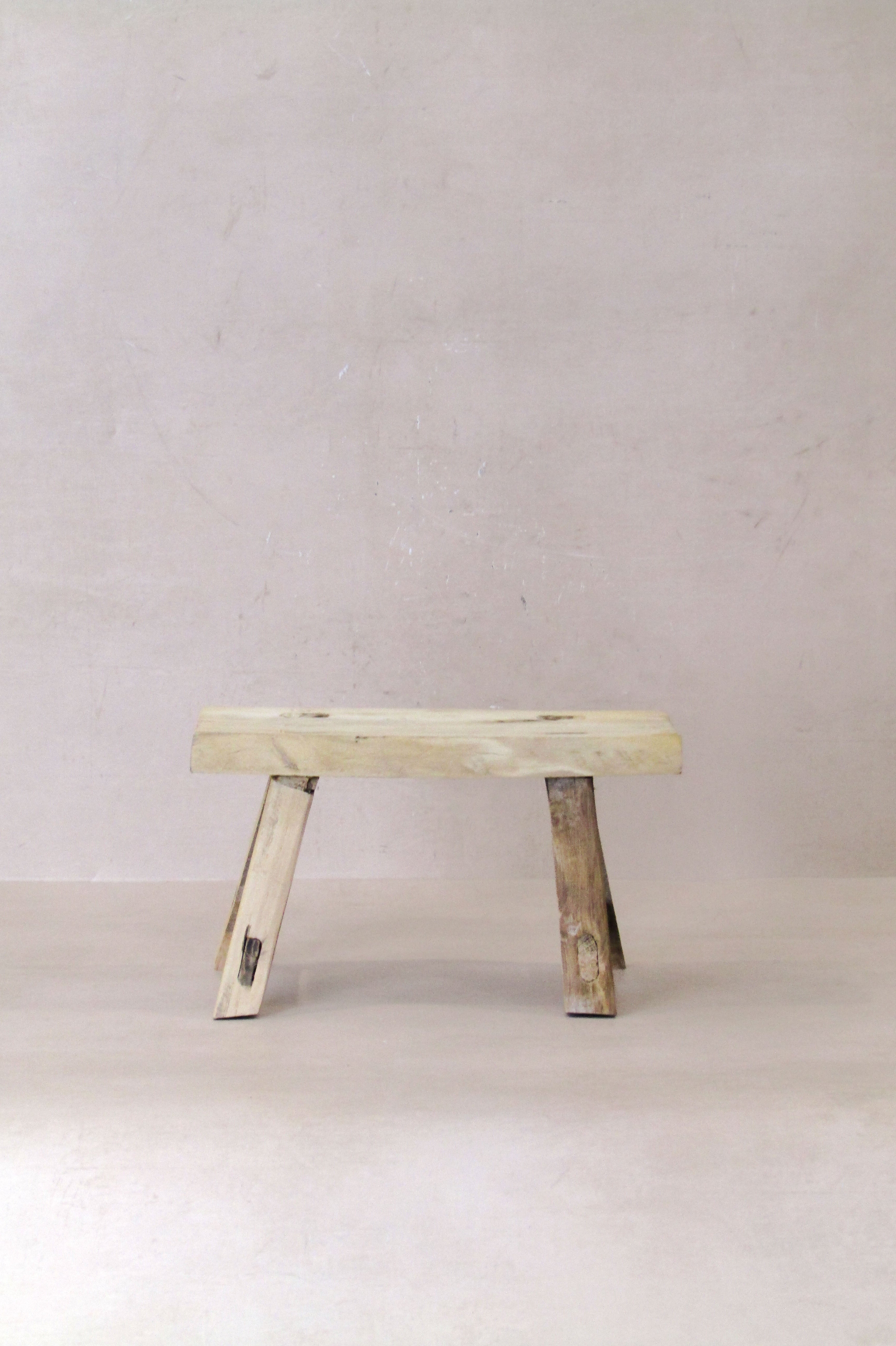 Vintage Rustic Elm Wood Stool - Small - No 26