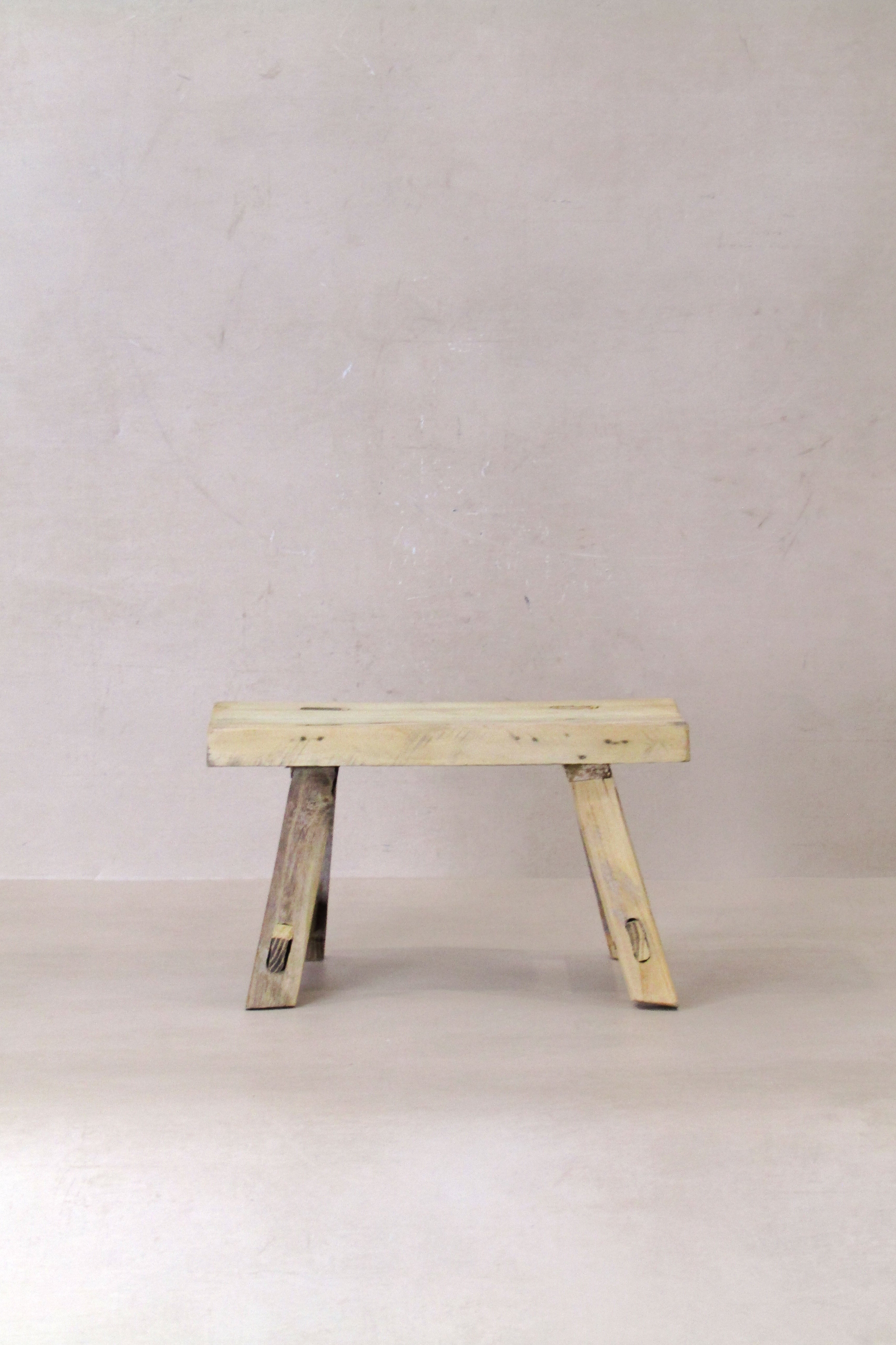 Vintage Rustic Elm Wood Stool - Small - No 26