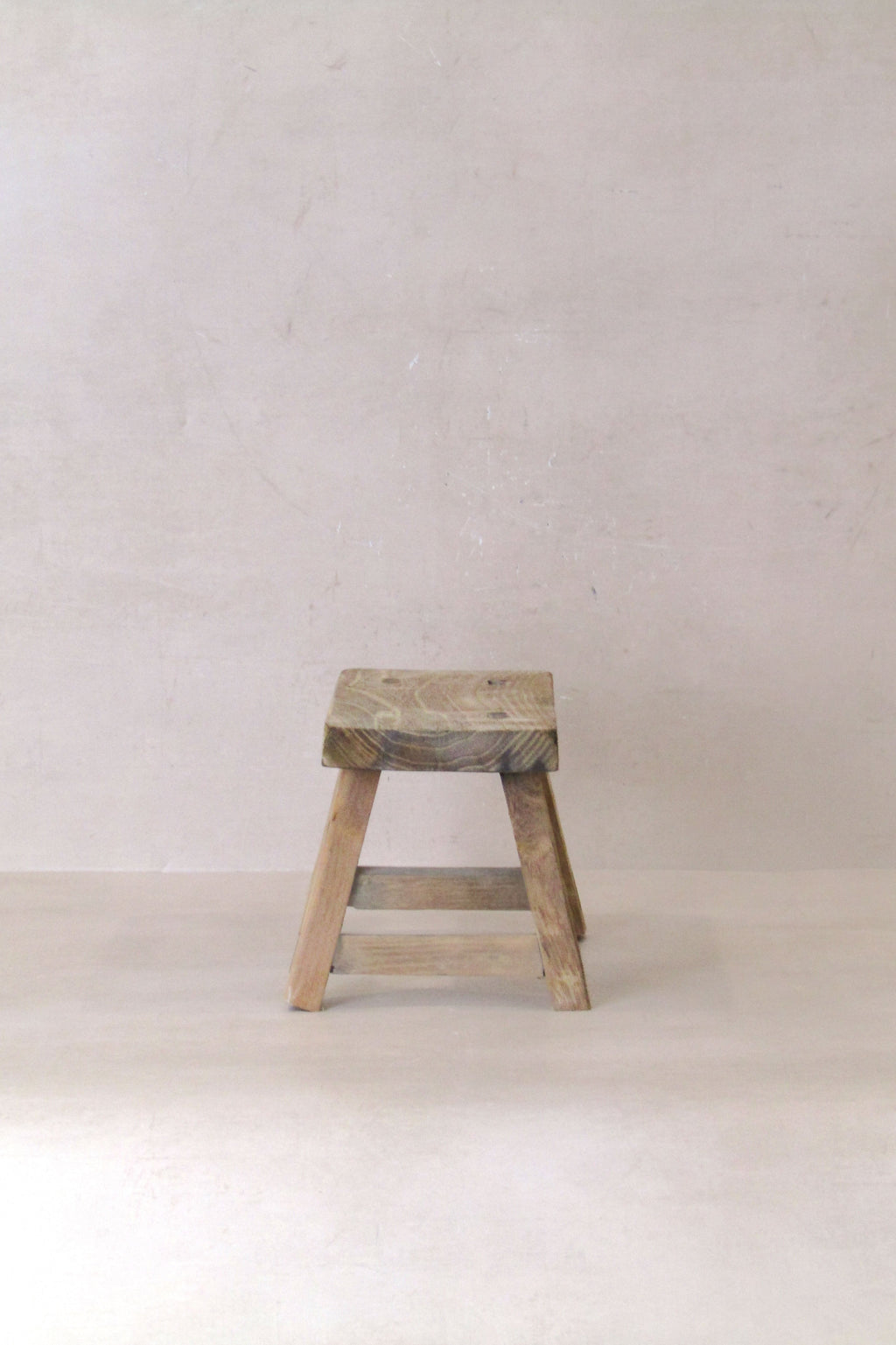 Vintage Rustic Elm Wood Stool - Small - No 27
