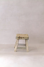 Vintage Rustic Elm Wood Stool - Small - No 28