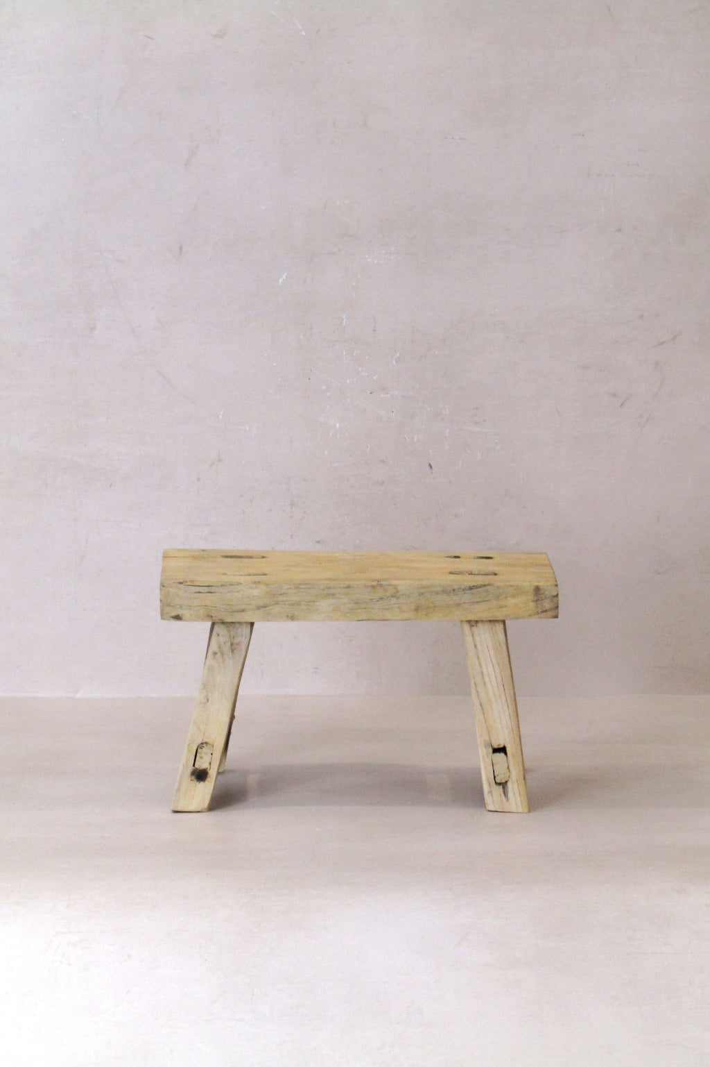 Vintage Rustic Elm Wood Stool - Small - No 28