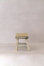 Vintage Rustic Elm Wood Stool - Small - No 28